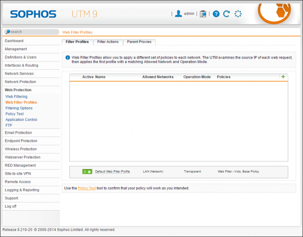 1-Sophos UTM Home-Web Protection-Web Filter Profiles-1