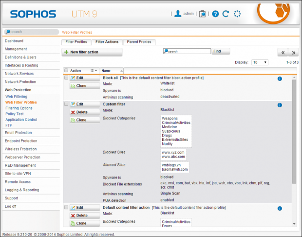 1-Sophos UTM Home-Web Protection-Web Filter Profiles-2