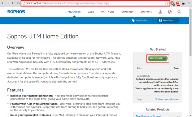 Sophos Registration 1