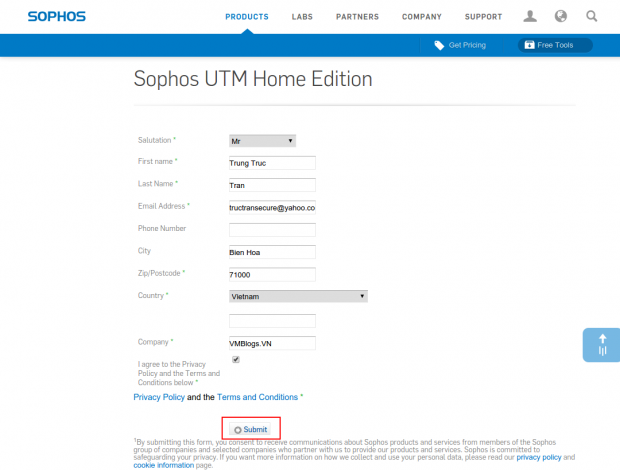 Sophos Registration 2