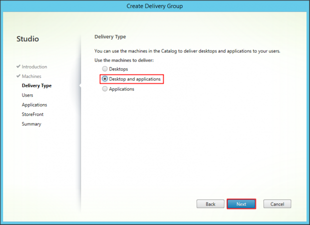 Delivery Group Server  OS - 2