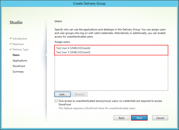 Delivery Group Server  OS - 3