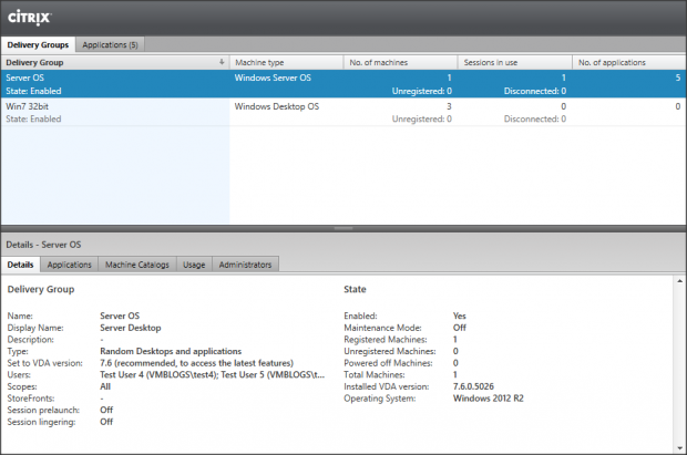 Delivery Group Server  OS - 8